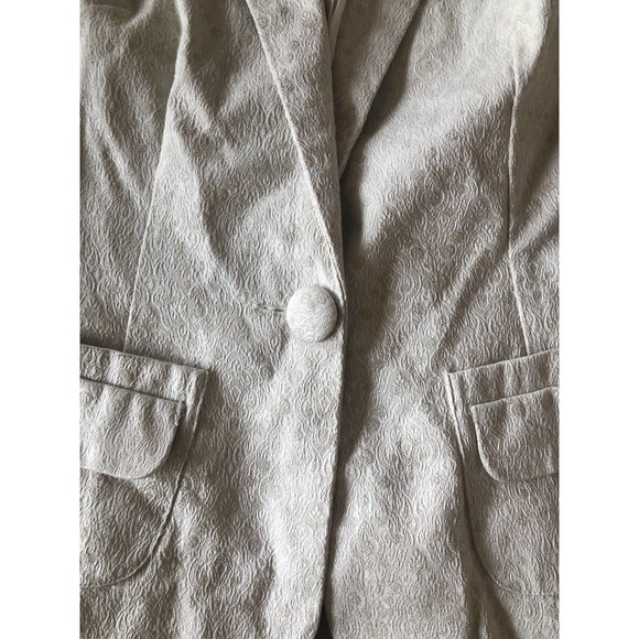 Cotton‎ Brocade Cream Blazer Medium Single Button Pockets Short Lined MOSSIMO - Picture 2 of 8